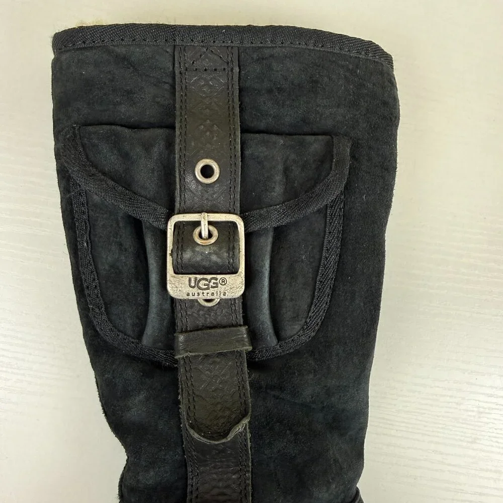 UGG Retro Cargo Pocket Black Suede Boots S/N 5195